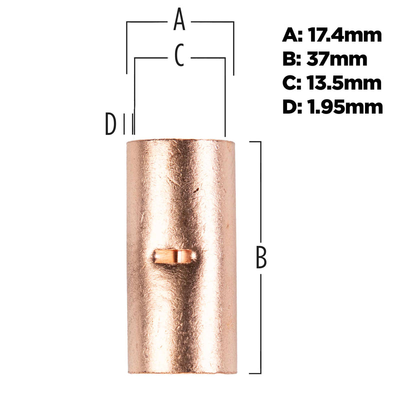 CUR2-0 METRA Uninsulated 2/0 GA Copper Butt Connector (Each)