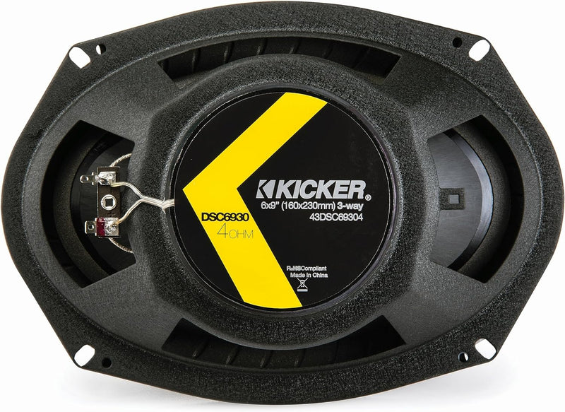 43DSC69304 KICKER DS Series 6x9" Coaxial 3 Way Speakers Factory Upgrade 90W RMS 360W Peak 4 Ohm Car Audio (Pair)
