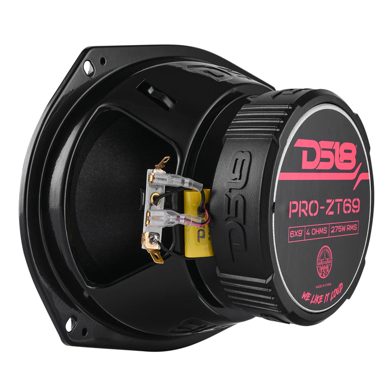 PRO-ZT69 DS18 6x9" Pro Audio Midrange Speaker with Built-In Bullet Tweeter 275W RMS 550W Max 4 Ohm Water-Resistant Coaxial Loudspeaker (Single Speaker)