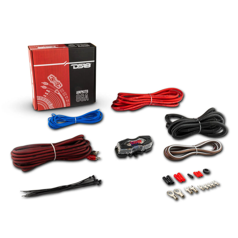 AMPKIT8 DS18 8 Gauge 8 AWG Complete Amplifier Amp Installation Wire Kit 8GA CCA