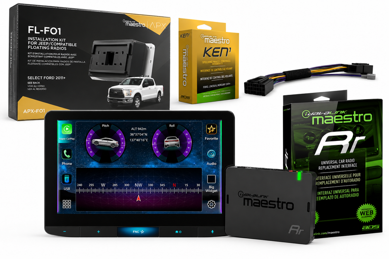 JVC KW-Z1000AW 10.1 inch Ford Direct Replacement radio bundle with Maestro RR APX-FL-FO1 and ACC-HU-KEN1
