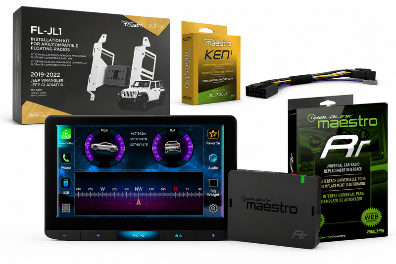 JVC KW-Z1000AW 10.1 inch Jeep Wrangler JL Gladiator JT radio bundle with Maestro APX-FL-JL1 installation kit
