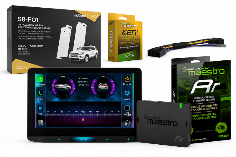 JVC KW-Z1000AW 10.1 inch Ford Lincoln radio bundle with Maestro RR APX-S8-FO1 for factory 8 inch screen