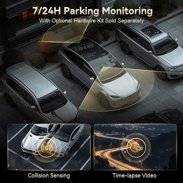 F77 Redtiger Touchscreen 4K Front + 4K Rear Sony Starvis2 Dual Dash Cam Kit App & 5.8GHz WiFi Voice Control DVR and Parking Monitoring Camera, 128 GB eMMC Storage