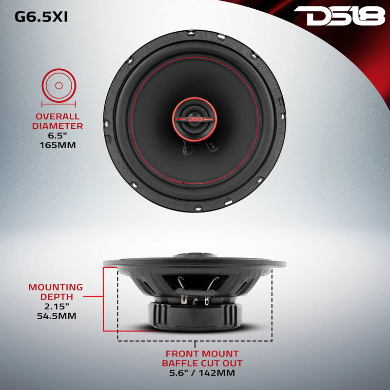 G6.5Xi DS18 GEN-X 6.5" 2-Way Coaxial Car Speakers 150W Max 50W RMS 4-Ohm Pair