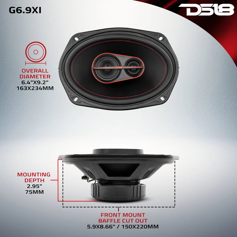 G6.9Xi DS18 GEN-X 6x9" 3-Way Coaxial Car Speakers 180W Max 60W RMS 4-Ohm Pair
