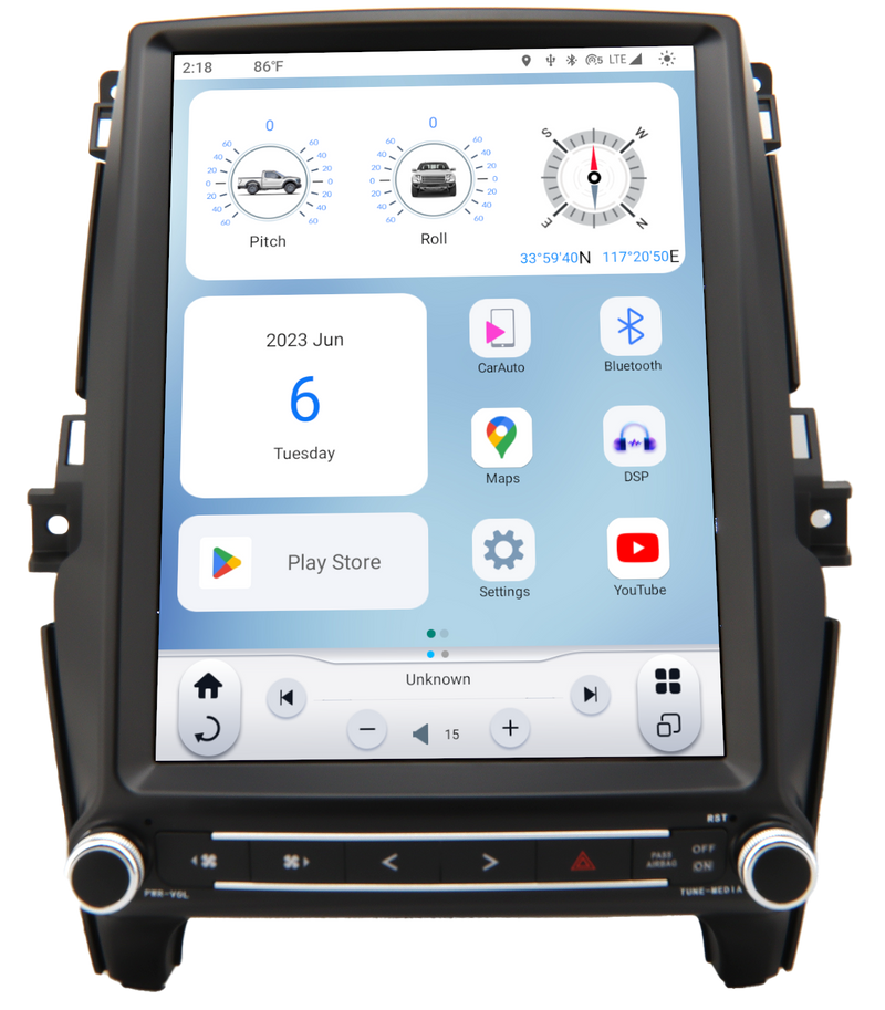 TS-FDRG12-1RR-6H Linkswell Gen VI T-Style 12.1" Tablet Radio w/ Climate Control Buttons Ford Ranger 2018-2023