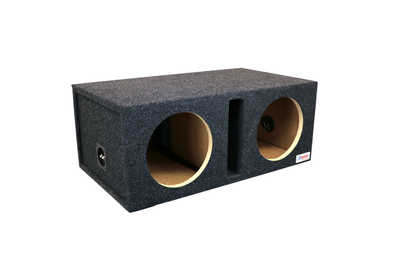 12DQV Charcoal Carpeted Atrend 12" Dual Subwoofer Ported Box (Unloaded Enclosure)