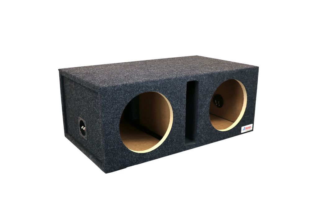 12DQV Charcoal Carpeted Atrend 12" Dual Subwoofer Ported Box (Unloaded Enclosure)