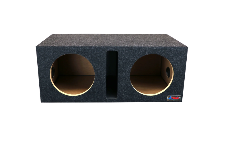 10DQV Charcoal Carpeted Atrend 10" Dual Subwoofer Ported Box (Unloaded Enclosure)