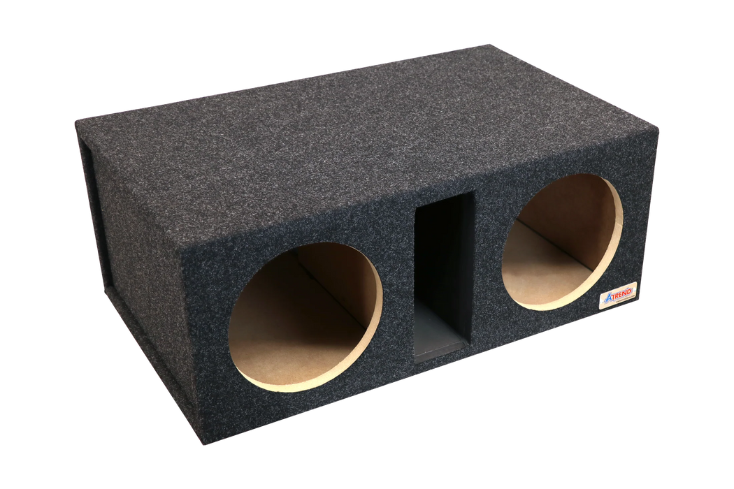 10SPLDV Black Carpeted Atrend 10" Dual Subwoofer Ported Box For SPL High-Output Subwoofers (Unloaded Enclosure)
