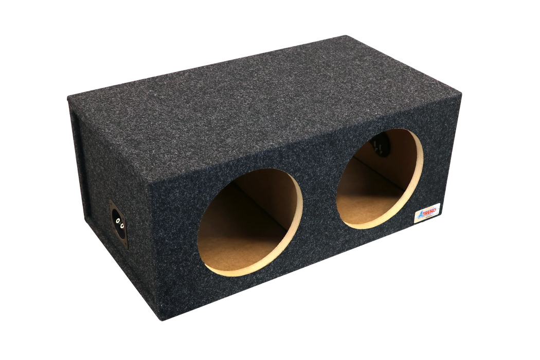 10DQL Charcoal Carpeted Atrend 10" Dual Subwoofer Sealed Box (Unloaded Enclosure)