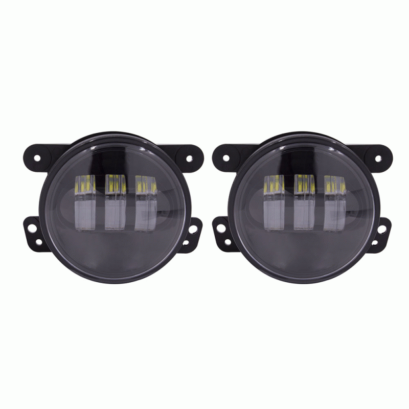 JP-701FLB METRA 4" LED Fog Lights with Black Face - Jeep Wrangler JK/JL/JT