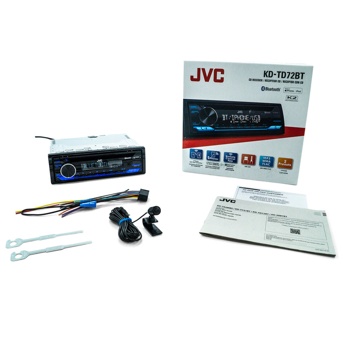 KD-TD72BT JVC Single-Din CD Player Head Unit with Bluetooth, USB, AM/FM Radio, and MP3 Player, 13-Digit LCD Dual-Line Display, Car Radio Stereo Receiver