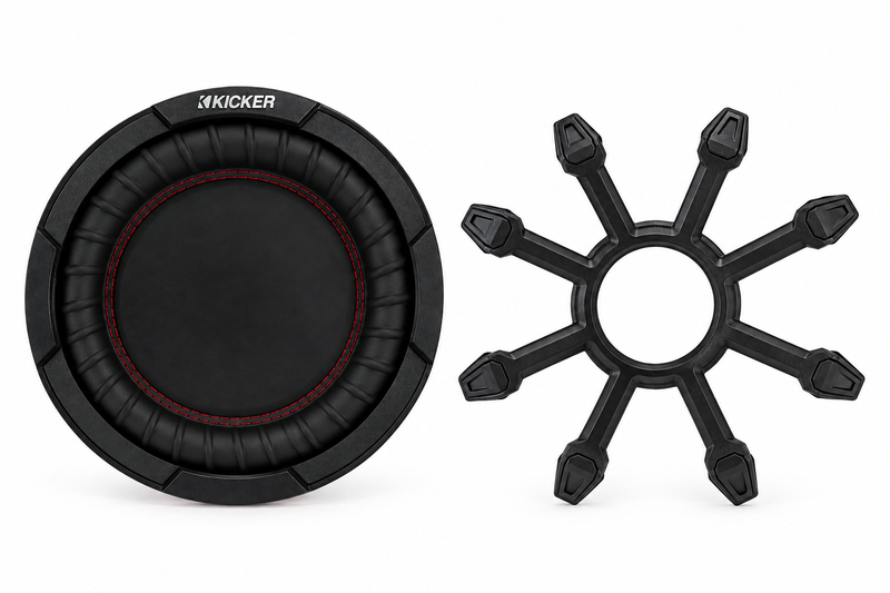 KICKER 47KBRW8 8-inch passive radiator and 43CWR8G subwoofer grille DIY boombox bundle