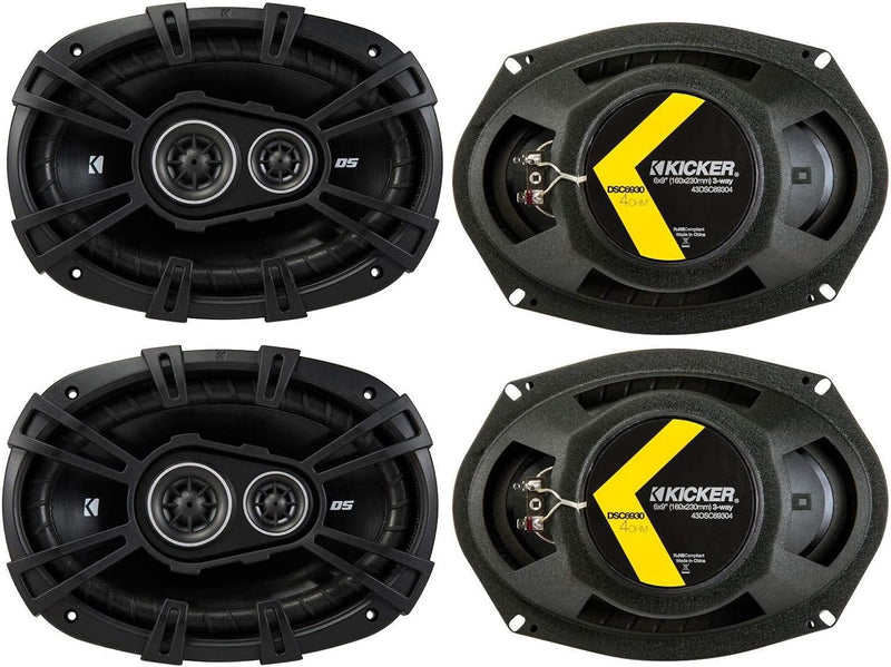 KICKER 43DSC69304 DS Series 6x9 3-way coaxial speakers 2 pair 4 speaker bundle