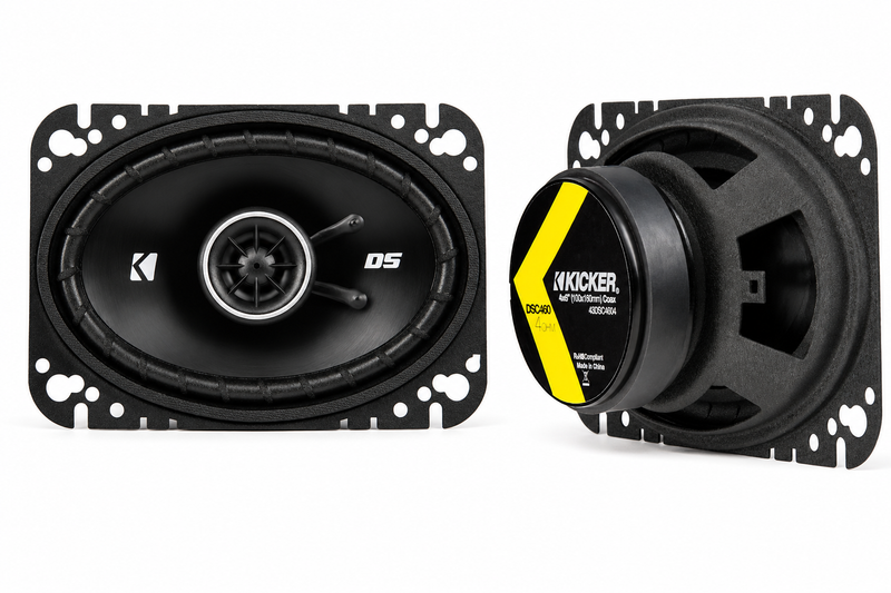 43DSC4604 KICKER DS Series 4x6" Coaxial 2 Way Speakers Factory Upgrade 30W RMS 120W Peak 4 Ohm Car Audio (Pair)