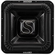 Kicker SoloXS 18 subwoofer front view carbon fiber 