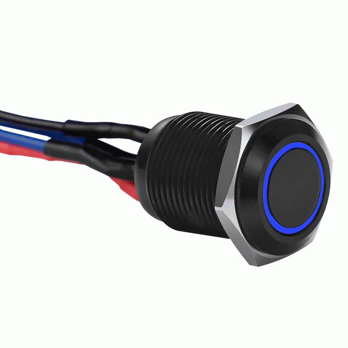 IBRBSB19 Metra 19MM Black Round Switch W/Latch & Harness - Blue