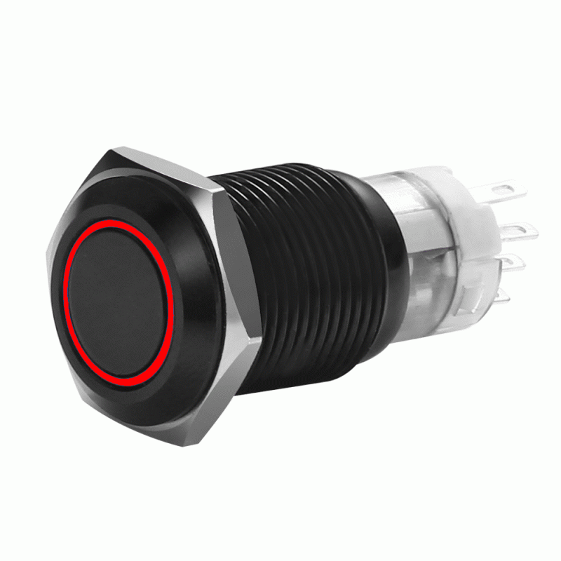MIBRBSR19 Metra 19MM Black Momentary Switch  w/ Harness - RED