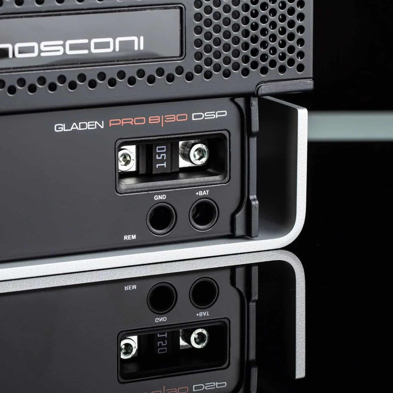 PRO 8|30 DSP Mosconi Gladen Pro Line 8 Channel Class A/B Amplifier With Built-In 12 Channel DSP, 4x90W + 4x170W 4 Ohm, 4x115W + 4x220W 2 Ohm Car Audio Amplifier
