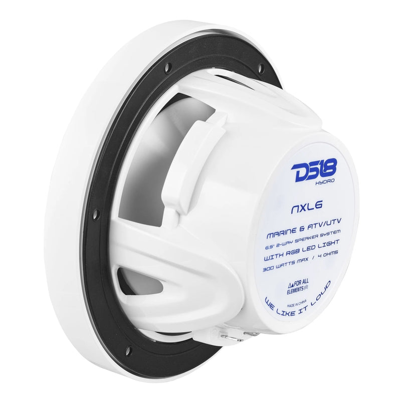 Rear view of DS18 NXL-6 white marine speaker 