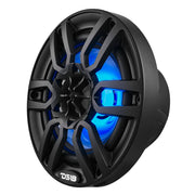 Close-up of DS18 NXL-6 BK marine speaker grille with LED lighting