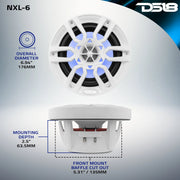 DS18 NXL-6 Marine Speakers Dimensions