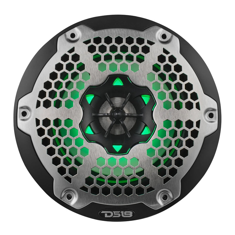 NXL-6M/BK DS18 NXL HYDRO 6.5" Marine Coaxial Speakers with RGB LED Lights | 100W RMS Each 300W Max Pair | Black