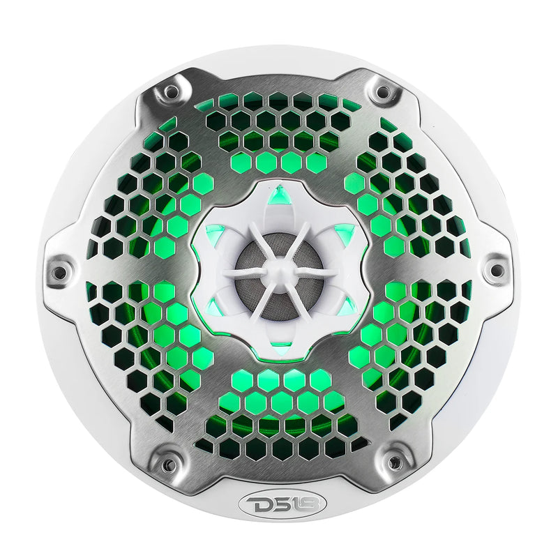 NXL-6M/WH DS18 NXL HYDRO 6.5" Marine Coaxial Speakers with RGB LED Lights | 100W RMS Each 300W Max Pair | White