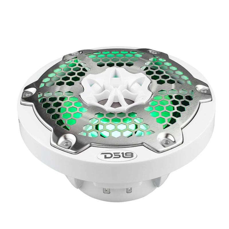 NXL-6M/WH DS18 NXL HYDRO 6.5" Marine Coaxial Speakers with RGB LED Lights | 100W RMS Each 300W Max Pair | White