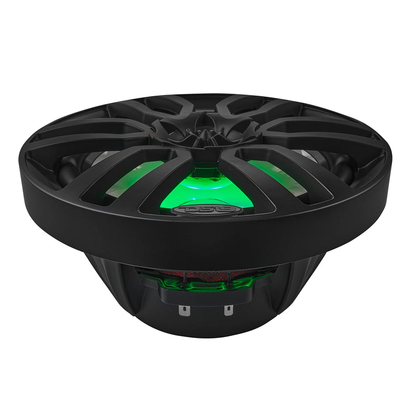 NXL-8/BK DS18 Black 8" 2-Way Marine Speakers with RGB LED Lights | 125W RMS Waterproof Coaxial Speakers 4 Ohm (Pair)