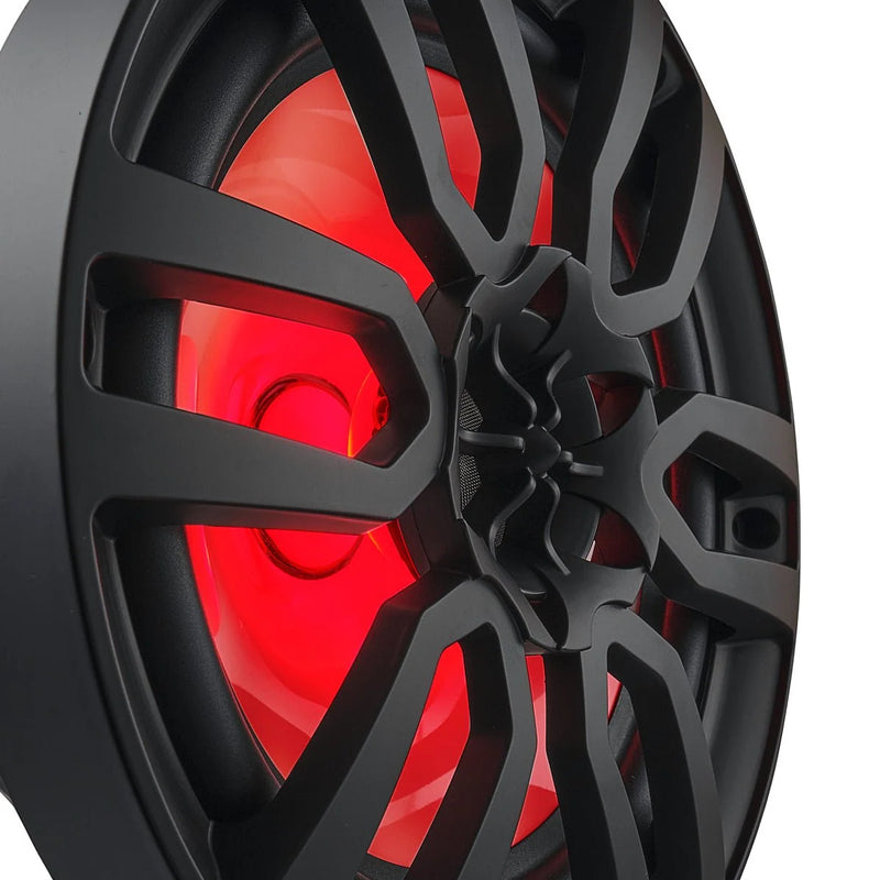NXL-8/BK DS18 Black 8" 2-Way Marine Speakers with RGB LED Lights | 125W RMS Waterproof Coaxial Speakers 4 Ohm (Pair)