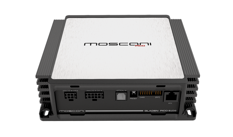 PICO 6|8 DSP Mosconi Pico Line 6 Channel Class D Amplifier With Built-In 8 Channel DSP, 4x50W + 2x90W 4 Ohm, Car Audio Amplifier