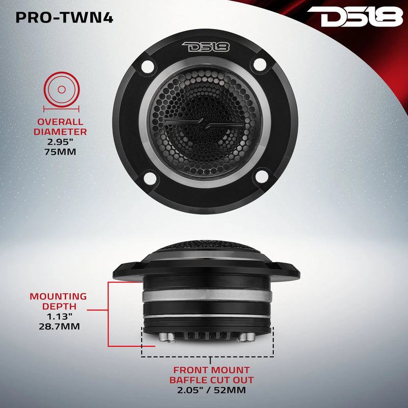 PRO-TWN4 DS18 High Compression Neodymium Hybrid Driver/Tweeter 140 Watts 4-Ohm (Single)