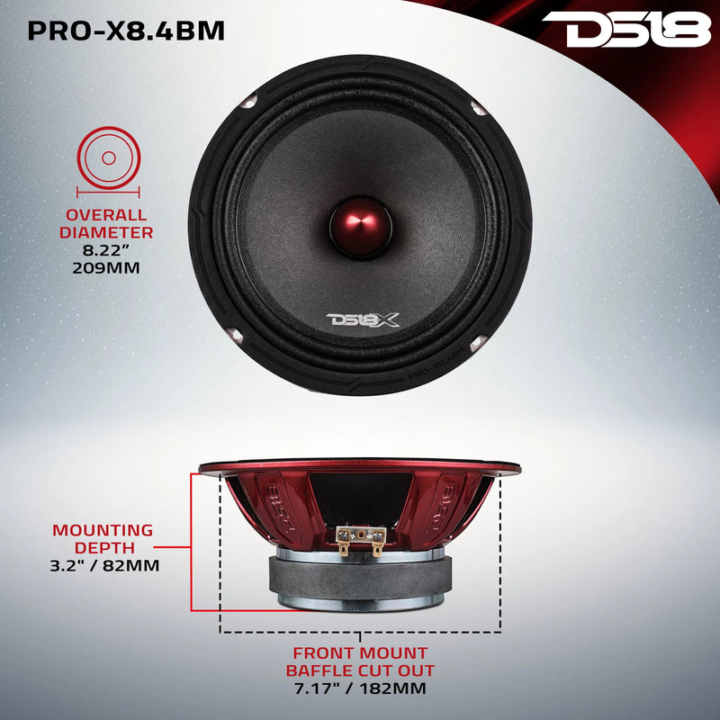 PRO-X8.4BM DS18 8 Inch Midrange Bullet Loudspeaker 550W Max 275W RMS 4 Ohm Pro Audio (Single Speaker)
