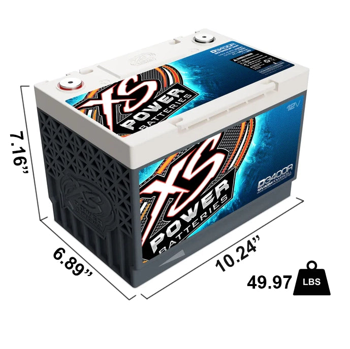 D3400R XS Power Battery 12V AGM D Series BCI Group 34R - 2500W / 4000W 80Ah 1150CA