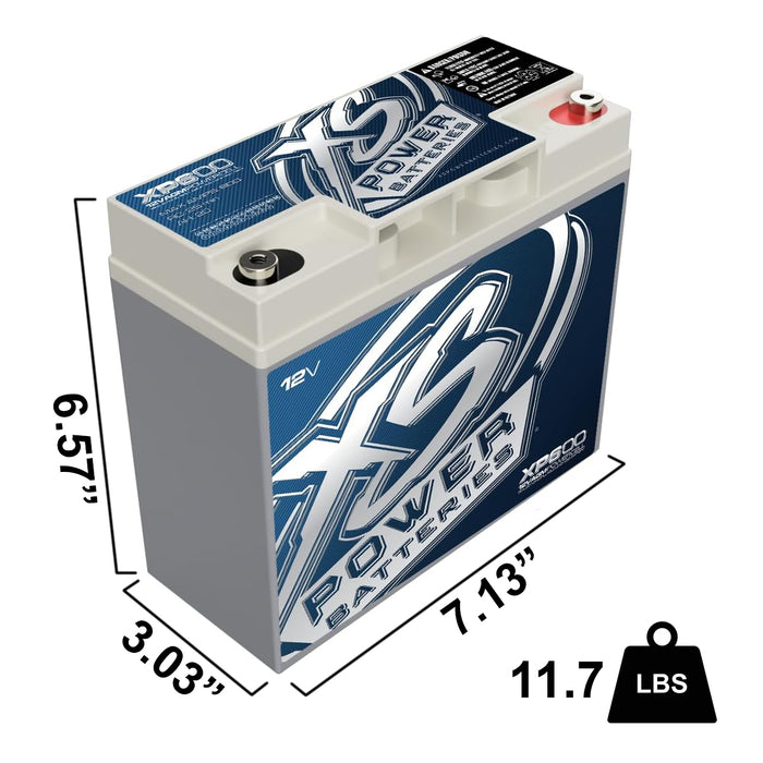 XP600 XS Power 12V AGM Secondary Reserve Battery 20aH 600A Max Deep Cycle Supplemental