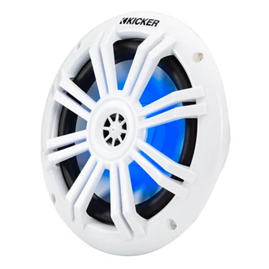 51KM604WL KICKER KM White 6.5"Coaxial 2-Way Marine Waterproof Speakers with RGB LEDs 50W RMS 4 Ohm (Pair)