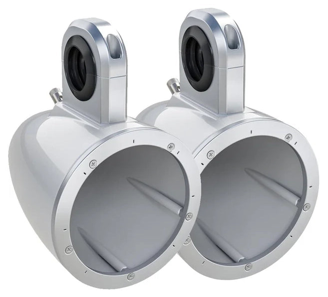 12KMTESW KICKER 6.5" Marine Wake Tower/Roll Bar Empty Speaker Enclosures ONLY, White (Pair) (speakers not included)