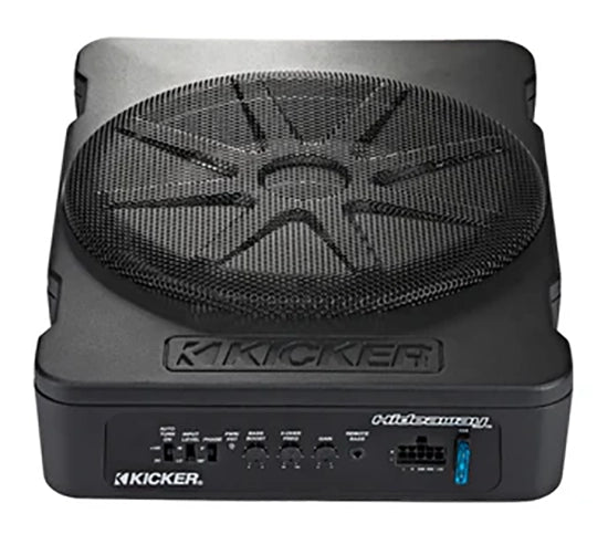 51HS10 KICKER Hideaway Series 10" Powered Subwoofer Compact Enclosure Wiring Harness & Bass Control Knob Included