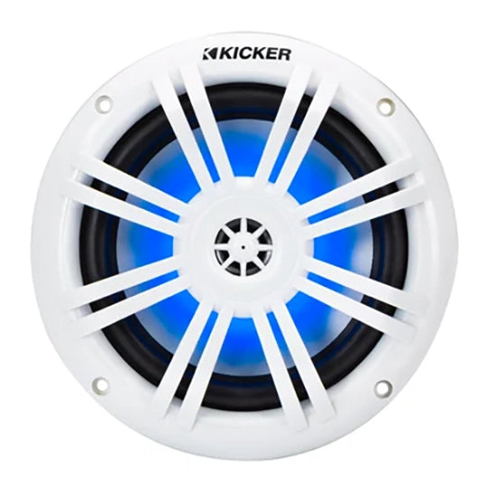 51KM604WL KICKER KM White 6.5"Coaxial 2-Way Marine Waterproof Speakers with RGB LEDs 50W RMS 4 Ohm (Pair)