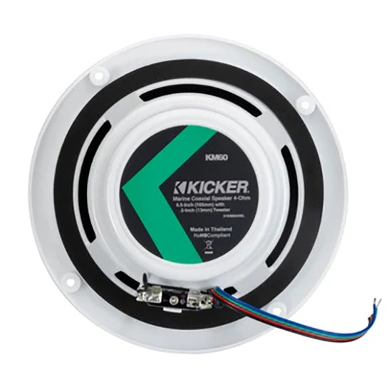 51KM604WL KICKER KM White 6.5"Coaxial 2-Way Marine Waterproof Speakers with RGB LEDs 50W RMS 4 Ohm (Pair)