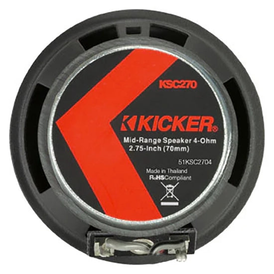 51KSC2704 KICKER KS Series 2.75" Inch Mid Range Mid/Tweeter Speakers 50W RMS 4 Ohm Car Audio (Pair)