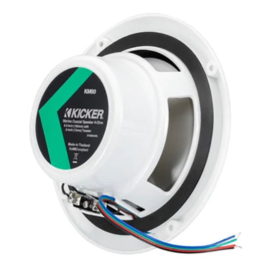 51KM604WL KICKER KM White 6.5"Coaxial 2-Way Marine Waterproof Speakers with RGB LEDs 50W RMS 4 Ohm (Pair)