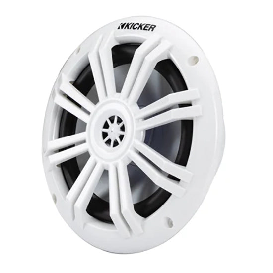 51KM604WL KICKER KM White 6.5"Coaxial 2-Way Marine Waterproof Speakers with RGB LEDs 50W RMS 4 Ohm (Pair)