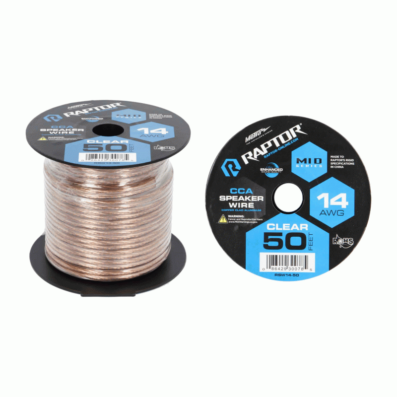 RSW14-50 METRA 14 Gauge CCA Speaker Wire CLEAR 50FT