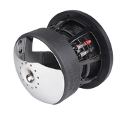 Side profile of Sundown Audio M-8 subwoofer showing deep motor and high-excursion suspension