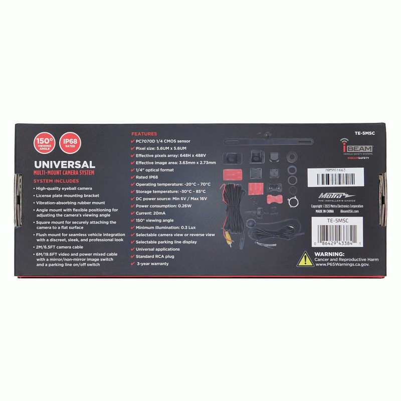 TE-5MSC METRA Rear-View Universal Multi-Mount Camera System
