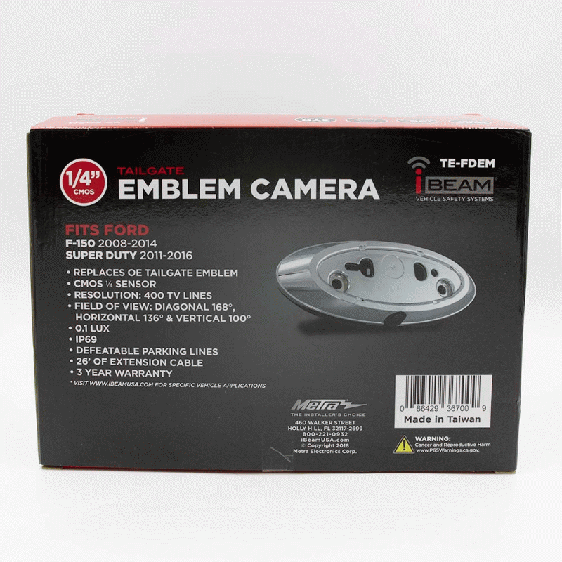 TE-FDEM METRA Rear-View Ford Tailgate Emblem Backup Camera 2003-2017